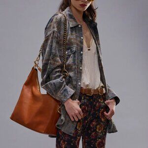 NWT R13 Boyfriend Shirt - Overdyed Light Blue Plaid Oversized Top